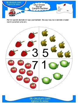 Çocuklar İçin Sayılar Çalışma Sayfaları 
